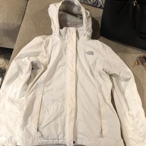 White north face rain jacket